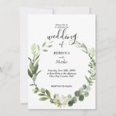 美しい優雅なユーカリの葉の招待状 招待状 (正面)