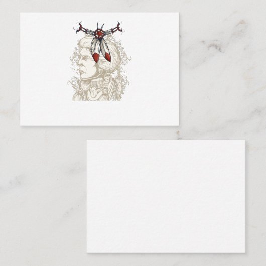 美しい先住民のアメリカと羽のついたネックラ 名刺 (正面/裏面)