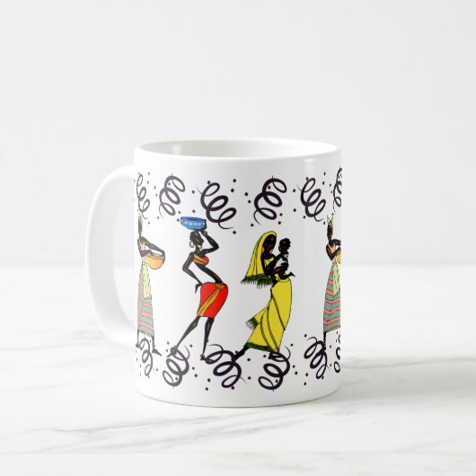 美しい先住民アフリカ女性美しいと文化 コーヒーマグカップ (正面左)