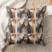 美しい先住民アメリカンウーマン クッション (ブランケット)