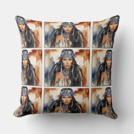 美しい先住民アメリカンウーマン クッション