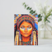 美しい先住民アメリカンウーマン ポストカード (スタンド正面)