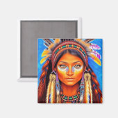 美しい先住民アメリカンウーマン マグネット (正面/裏面)
