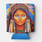 美しい先住民アメリカンウーマン 缶クーラー (裏面)