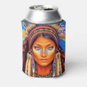 美しい先住民アメリカンウーマン 缶クーラー (缶裏面)
