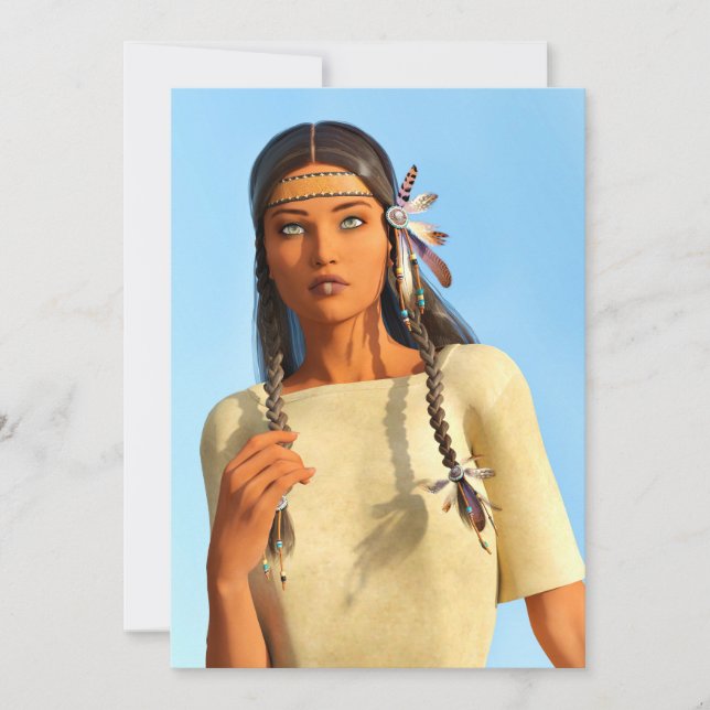 美しい先住民アメリカ人女性の先住民の衣装 (正面)