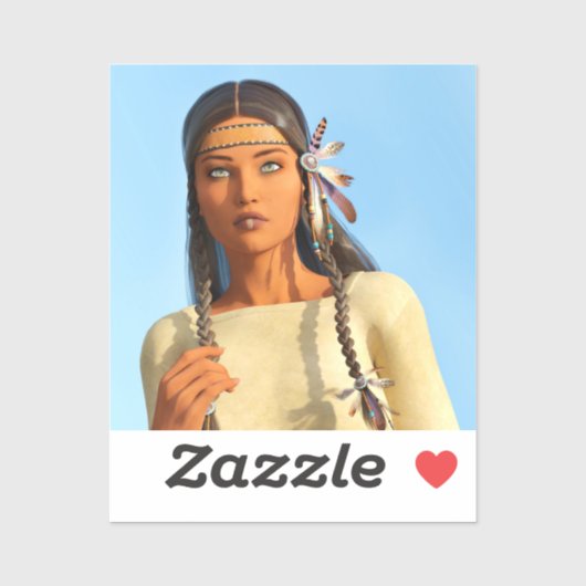 美しい先住民アメリカ人女性の先住民の衣装 シール (シート)