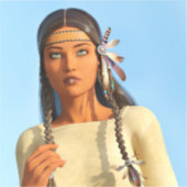 美しい先住民アメリカ人女性の先住民の衣装 シール (正面)