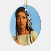 美しい先住民アメリカ人女性の先住民の衣装 セラミックオーナメント (右)