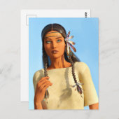 美しい先住民アメリカ人女性の先住民の衣装 ポストカード (正面/裏面)