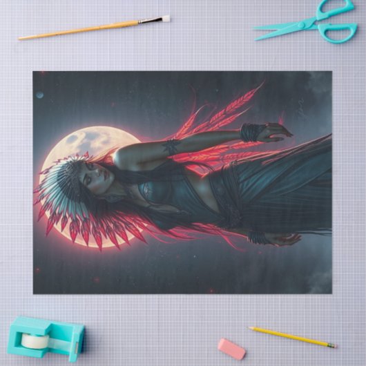 美しい先住民アメリカ人女性デコパージュ 薄葉紙 (クラフト)