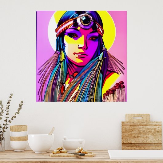 美しい先住民アメリカ女性ポスター ポスター (キッチン)