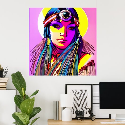 美しい先住民アメリカ女性ポスター ポスター (ホームオフィス)