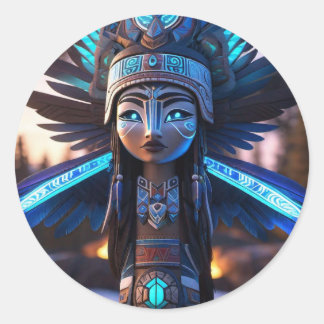 美しい先住民ガール ラウンドシール
