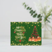 美しい光沢のあるクリスマスツリー休日はがき ポストカード (スタンド正面)