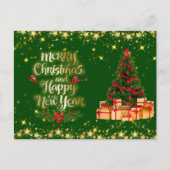 美しい光沢のあるクリスマスツリー休日はがき ポストカード (正面)