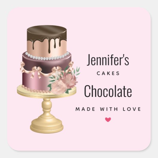 美しい光沢のあるグラムパーティーケーキビジネス スクエアシール (正面)