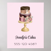 美しい光沢のあるグラムパーティーケーキビジネス ポスター (正面)