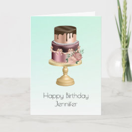 美しい光沢のあるグラムパーティーケーキ誕生日 カード