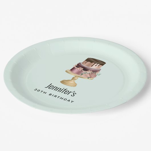 美しい光沢のあるグラムパーティーケーキ誕生日 ペーパープレート (アングル)