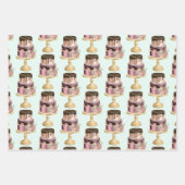 美しい光沢のあるグラームパーティーケーキパターン ラッピングペーパーシート (正面)