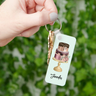 美しい光沢のあるグラームパーティーケーキ キーホルダー