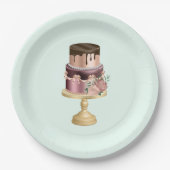 美しい光沢のあるグラームパーティーケーキ ペーパープレート (正面)