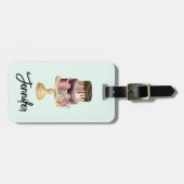 美しい光沢のあるグラームパーティーケーキ ラゲッジタグ (正面横)