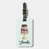 美しい光沢のあるグラームパーティーケーキ ラゲッジタグ (正面縦)