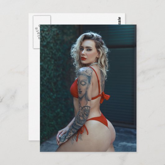 美しい入れ墨の女性の写真はがき ポストカード (正面/裏面)