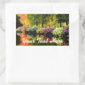 美しい公園カラフル花秋の木池 長方形シール (バッグ)