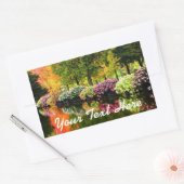 美しい公園カラフル花秋の木池 長方形シール (封筒)