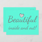 美しい内外可愛い引用文ターコイズ ポストカード (正面/裏面)