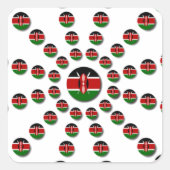 美しい円形のケニア国旗:ラジアルデザイン スクエアシール (正面)