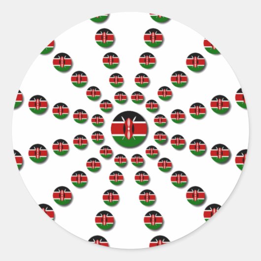 美しい円形のケニア国旗:ラジアルデザイン ラウンドシール (正面)