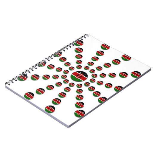 美しい円形ケニア国旗:放射状デザイン ノートブック (左側)