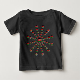 美しい円形ケニア国旗:放射状デザイン ベビーTシャツ