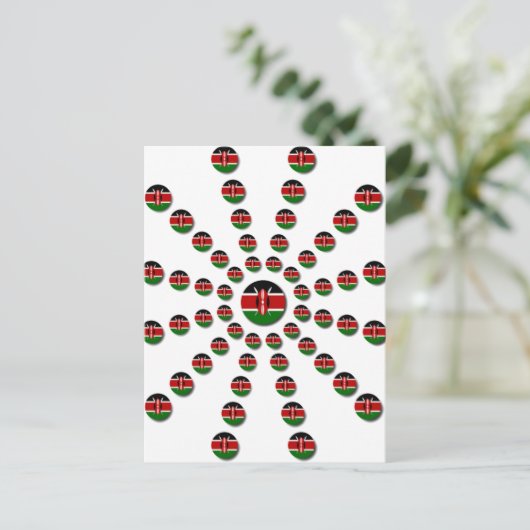 美しい円形ケニア国旗:放射状デザイン ポストカード (スタンド正面)
