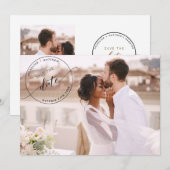 美しい写真のモノグラムスタンプオーバーレイウェディング セーブザデート (正面/裏面)