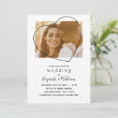 美しい写真ハートラインエレガントな結婚式 招待状 (スタンド正面)
