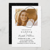 美しい写真ハートラインエレガントな結婚式 招待状 (正面/裏面)