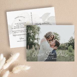 美しい写真付きの結婚式「Save the Date」カード - ヴィンテージ ローズ ポストカード