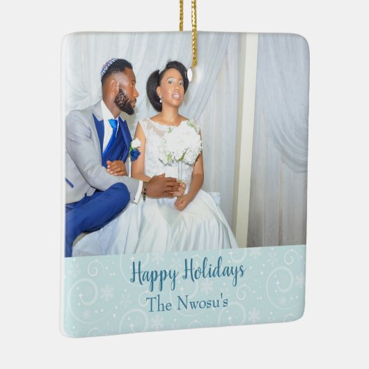 美しい写真結婚のテーマ雪 セラミックオーナメント (右)