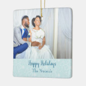 美しい写真結婚のテーマ雪 セラミックオーナメント (左)