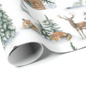 美しい冬ののまわりに動物の素朴小屋 ラッピングペーパー (ロールコーナー)