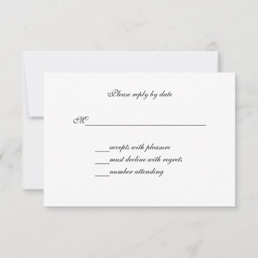 美しい冬のウェディング、雪の結晶と松ぼっくり 出欠カード (裏面)