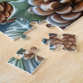 美しい冬のカーディナル鳥と鳥小屋 ジグソーパズル (側面)