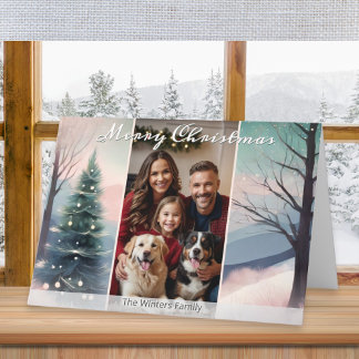 美しい冬のシーン エレガントな水彩画 1 枚の写真 シーズンカード