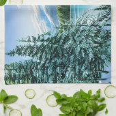 美しい冬のスカイマウンテンレイク キッチンタオル (折り畳み)