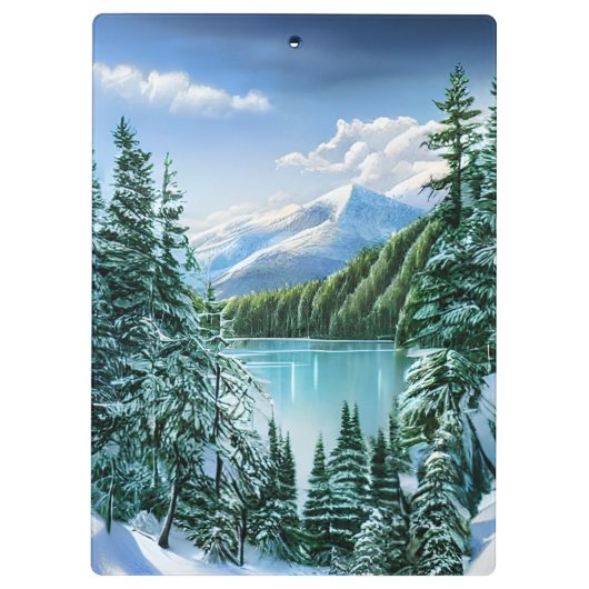 美しい冬のスカイマウンテンレイク クリップボード (裏面)